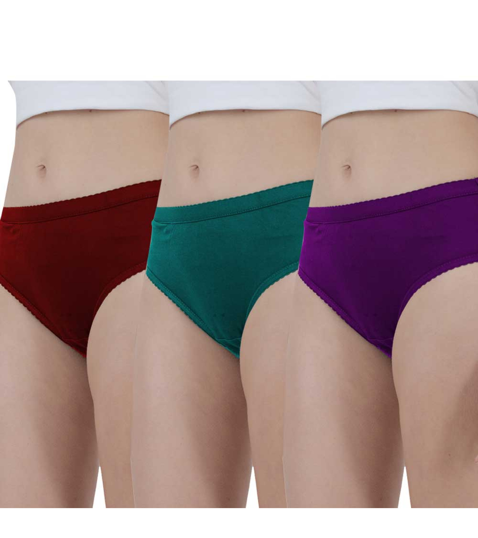 Vink Women's Plain Panty Combo Pack of 3 | Multicolor Inner Elastic